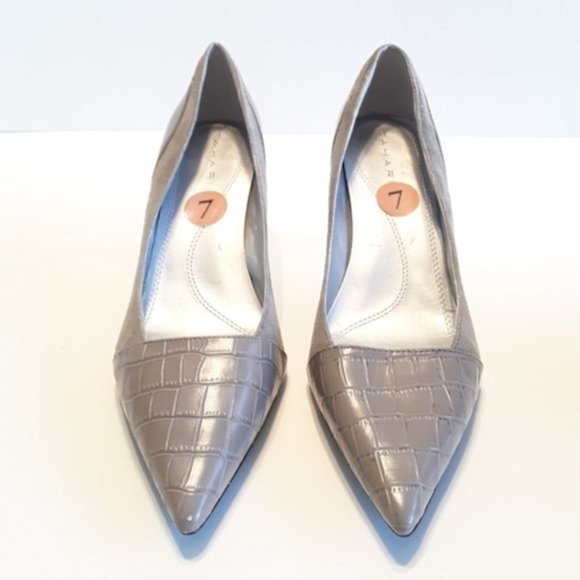 Tahari Raylin II Grey Snakeskin Suede Heels NWOT sz 7 - Picture 5 of 11